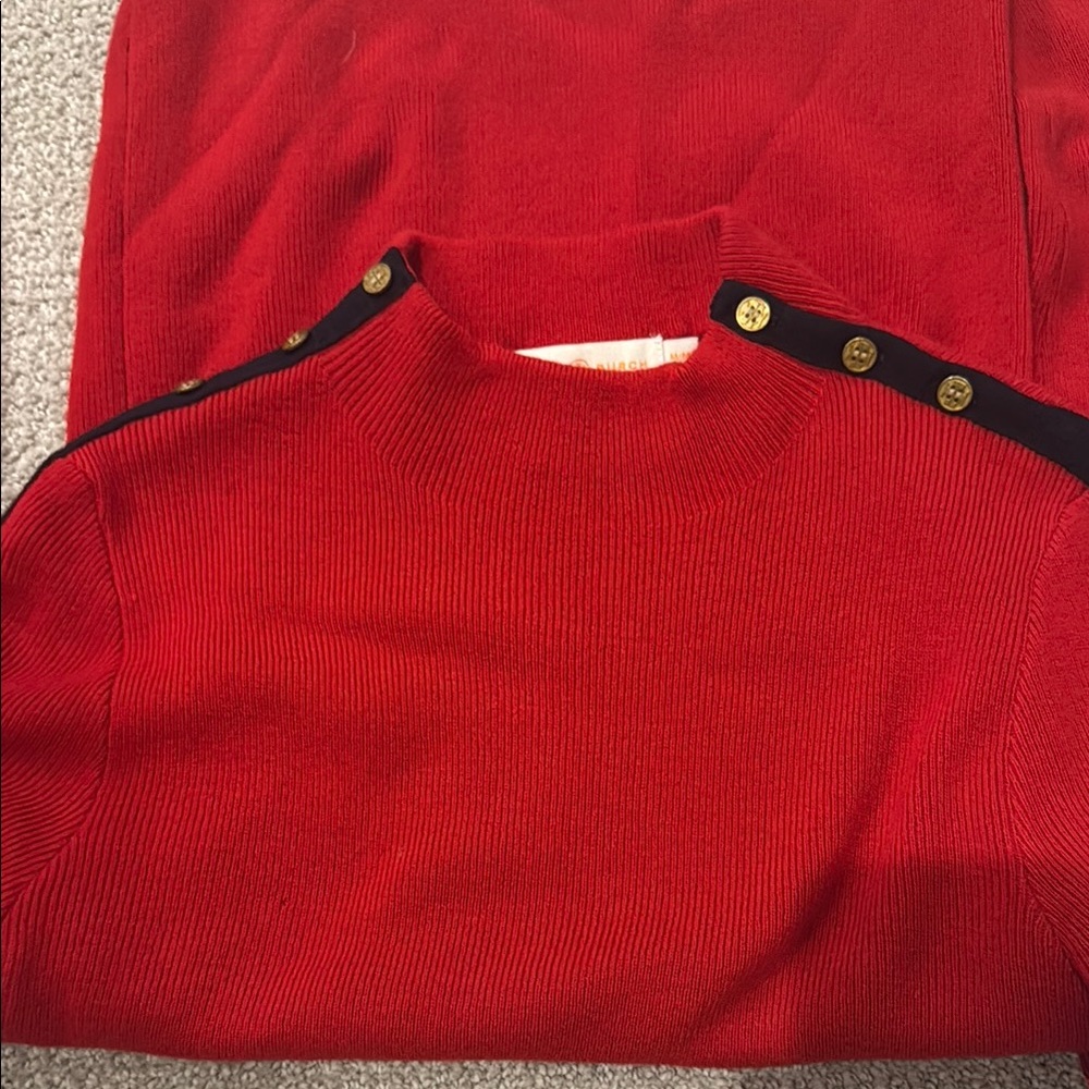 Tory Burch Red and Black Cowl Neck Sweater - Picture 2 of 4
